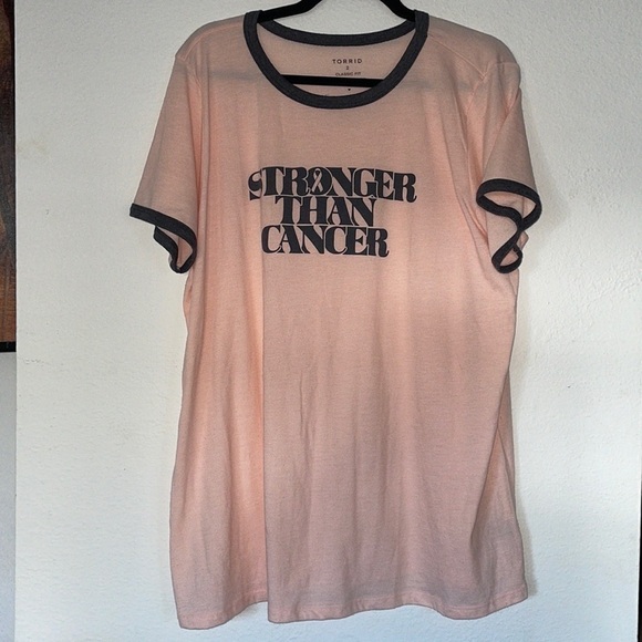 Torrid BCA Stronger than Cancer Classic Fit Crew Ringer Tee - Picture 2 of 6